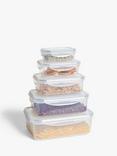 John Lewis Nesting Rectangular Plastic Storage Containers, Set of 5, Clear