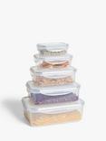 John Lewis ANYDAY Nesting Rectangular Plastic Storage Containers, Set of 5, Clear