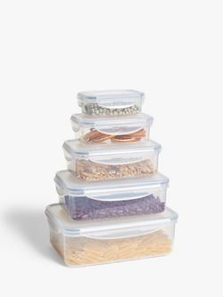 John Lewis Nesting Rectangular Plastic Storage Containers, Set of 5, Clear - view 2, Clear