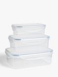 John Lewis Nesting Rectangular Plastic Storage Containers, Set of 3, Clear