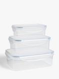 John Lewis ANYDAY Nesting Rectangular Plastic Storage Containers, Set of 3, Clear