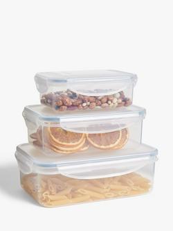 John Lewis Nesting Rectangular Plastic Storage Containers, Set of 3, Clear - view 2, Clear