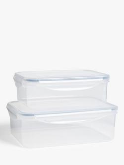 John Lewis Nesting Rectangular Plastic Storage Containers, Set of 2, Clear, Clear