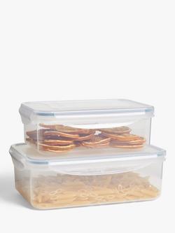 John Lewis Nesting Rectangular Plastic Storage Containers, Set of 2, Clear - view 2, Clear