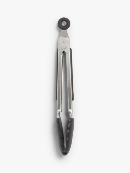 John Lewis Stainless Steel 7" Silicone Head Tongs, Black/Silver
