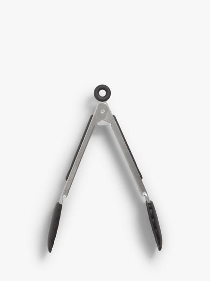 John Lewis Stainless Steel 7" Silicone Head Tongs - view 2, Black/Silver