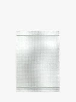 John Lewis Check Terry Cotton Tea Towel, Dusty Green