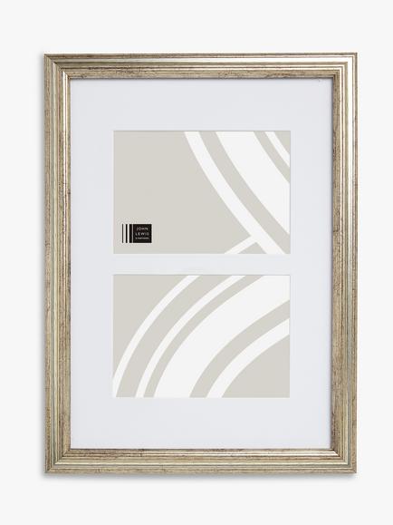 John Lewis Double Photo Ribbed Frame & Mount, 5 x 7" (13 x 18cm), Champagne, Champagne
