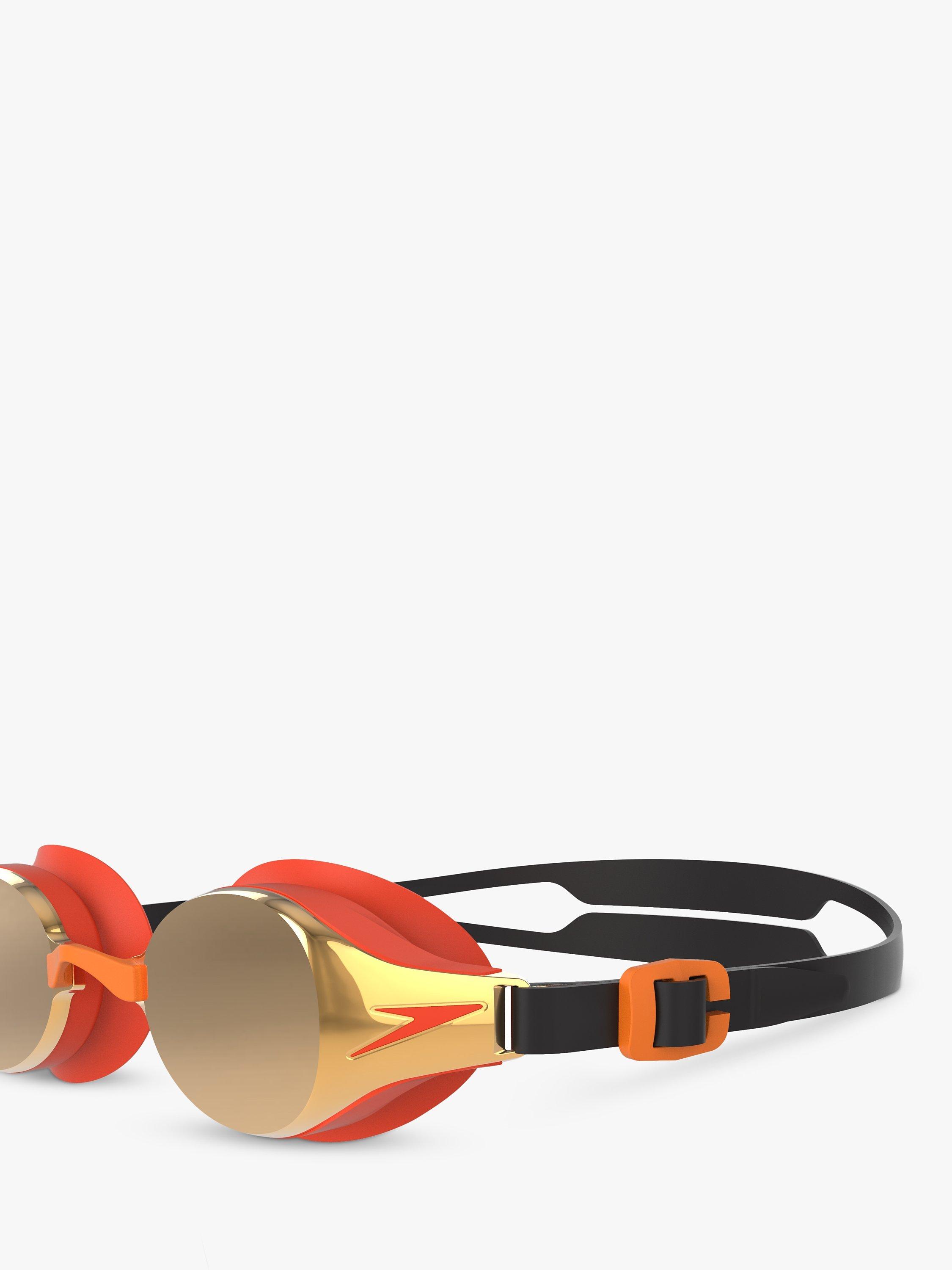 Product image 3 of 4, which shows Speedo Hydropure Mirror Children's Swimming Goggles, Black/Mango/Gold