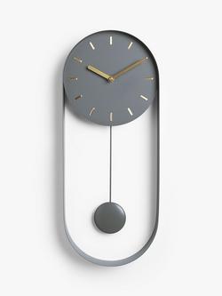 John Lewis Pendulum Metal Analogue Wall Clock, 50cm, Grey