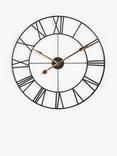 John Lewis Large Roman Numeral Skeleton Wall Clock, Black