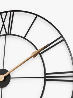 John Lewis Large Roman Numeral Skeleton Wall Clock, Black - view 2, Black