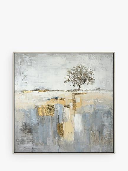 John Lewis 'Abstract Tree' Hand Painted Framed Canvas, 70 x 70cm, Gold, Gold