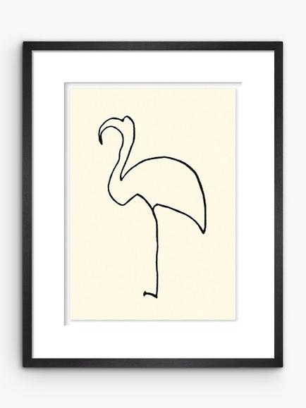 John Lewis Pablo Picasso Le Flamand Rose 'Flamingo' Framed Print & Mount, 47 x 37cm, White, White