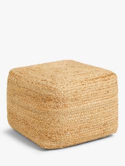 John Lewis Square Jute Pouffe, Natural, Natural