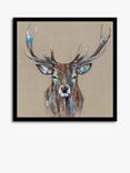 John Lewis Louise Luton 'Hearty Stag' Framed Print, 74.5 x 74.5cm, Brown/Multi