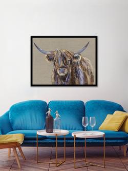 John Lewis Louise Luton 'Archie' Highland Cow Framed Print, 78.5 x 104.5cm, Brown/Multi - view 2, Brown/Multi