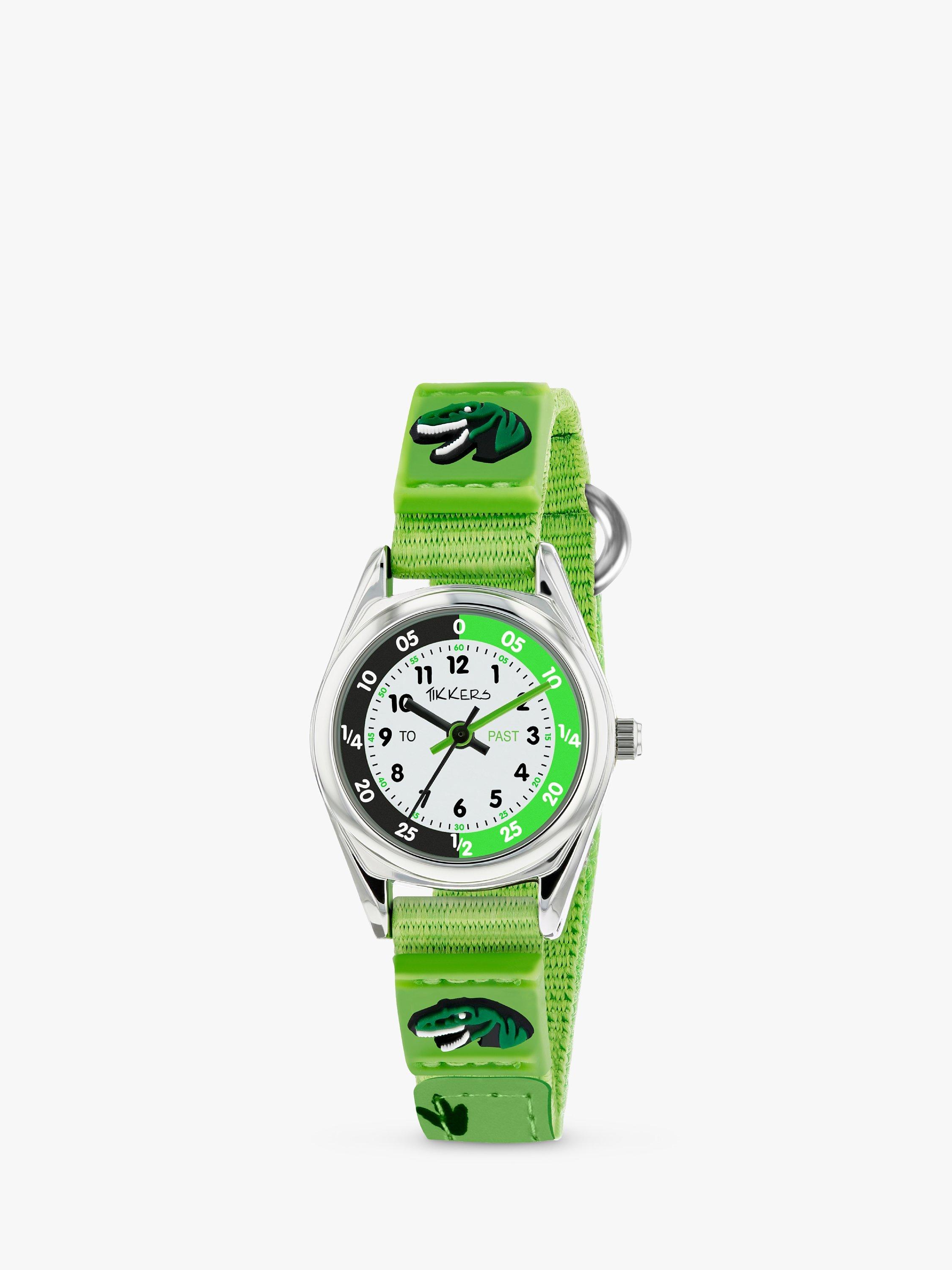 Tikkers TK0149 Children's Dinosaur Plastic Strap Watch, Green/White
