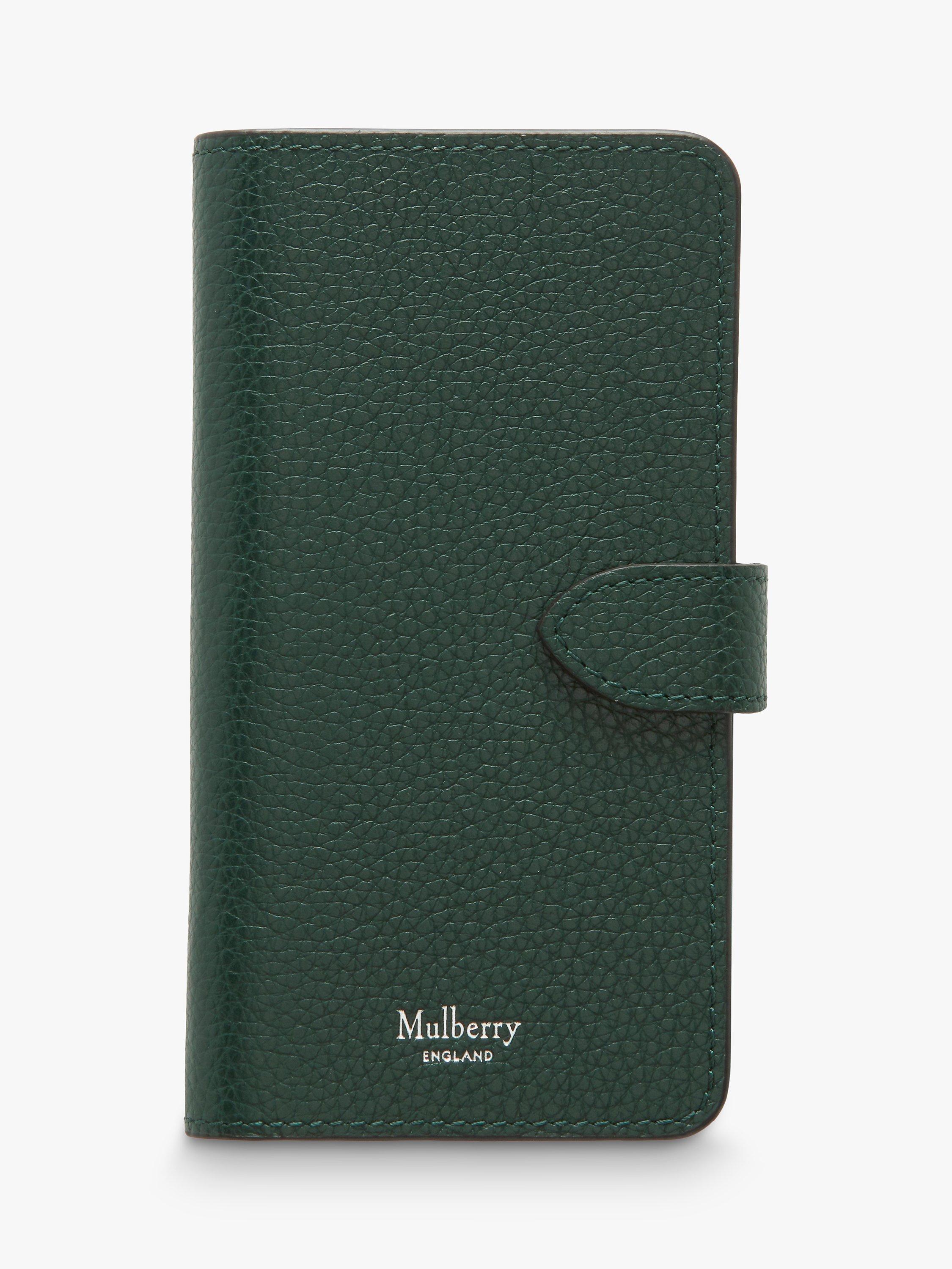 Mulberry Small Classic Grain Leather iPhone Flip Case, Mulberry Green