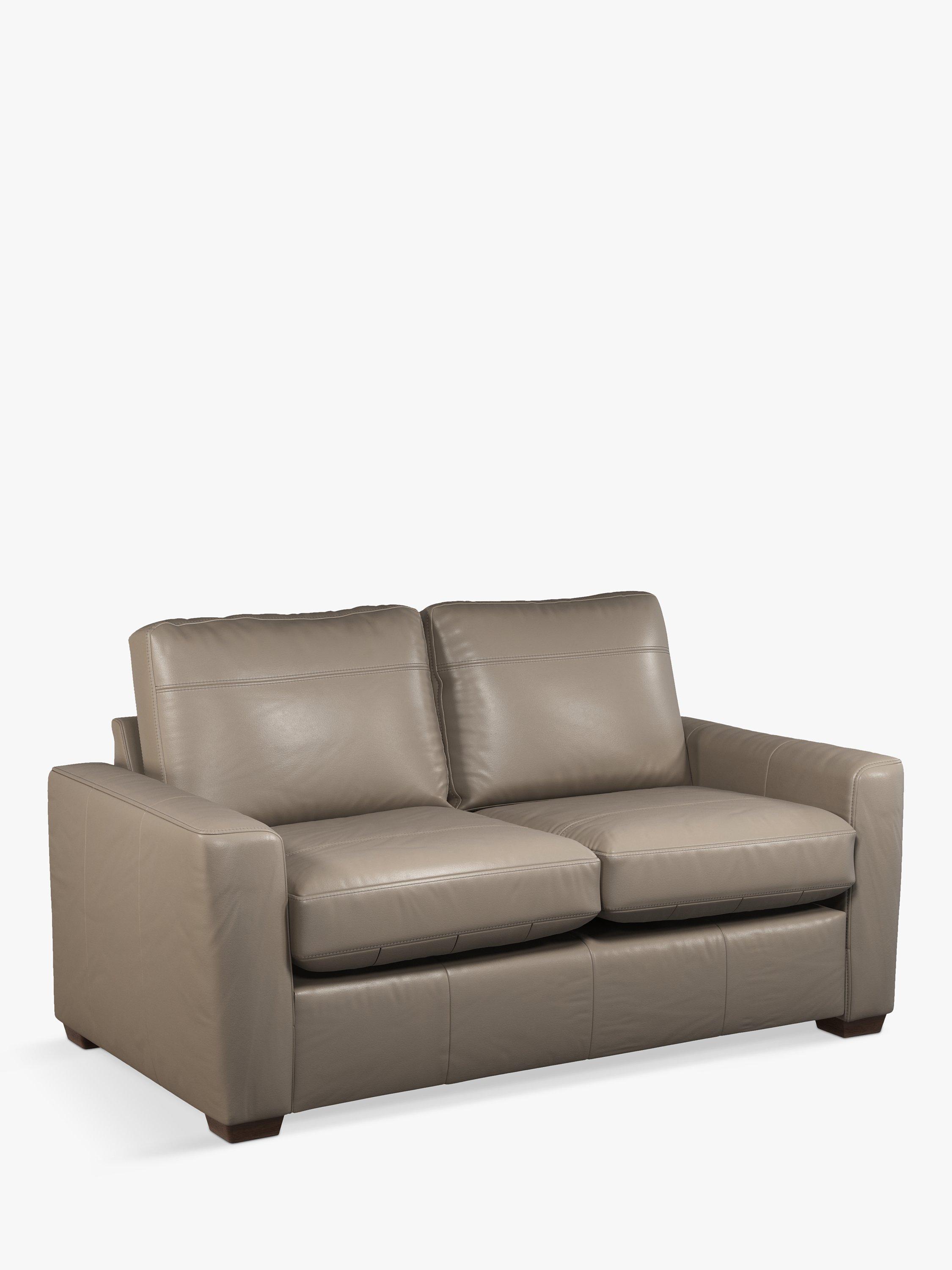 Oliver Range, John Lewis Oliver Small 2 Seater Leather Sofa, Dark Leg, Winchester Brioche