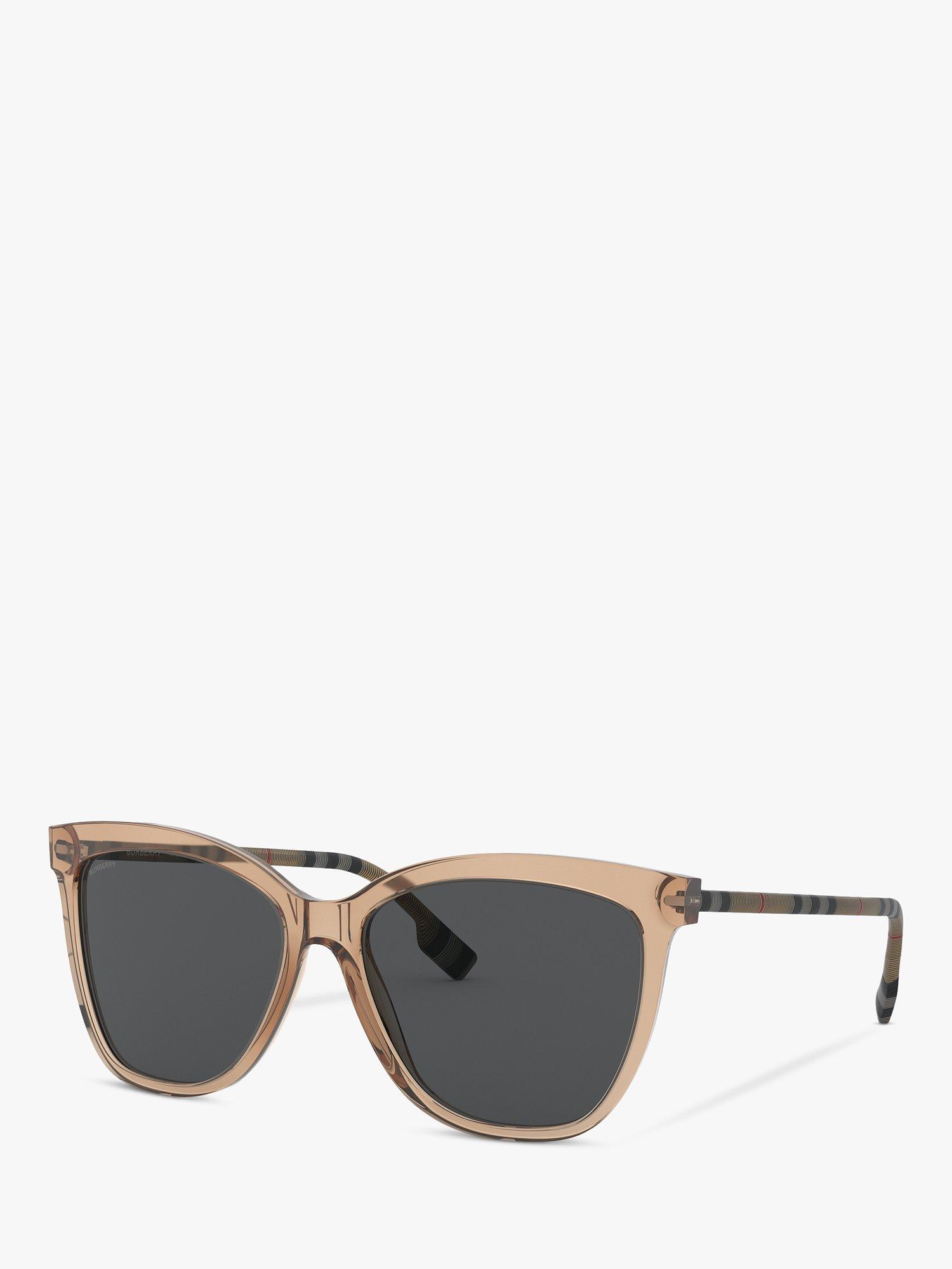 Burberry BE4308 Women's Square Sunglasses, Transparent Brown/Black