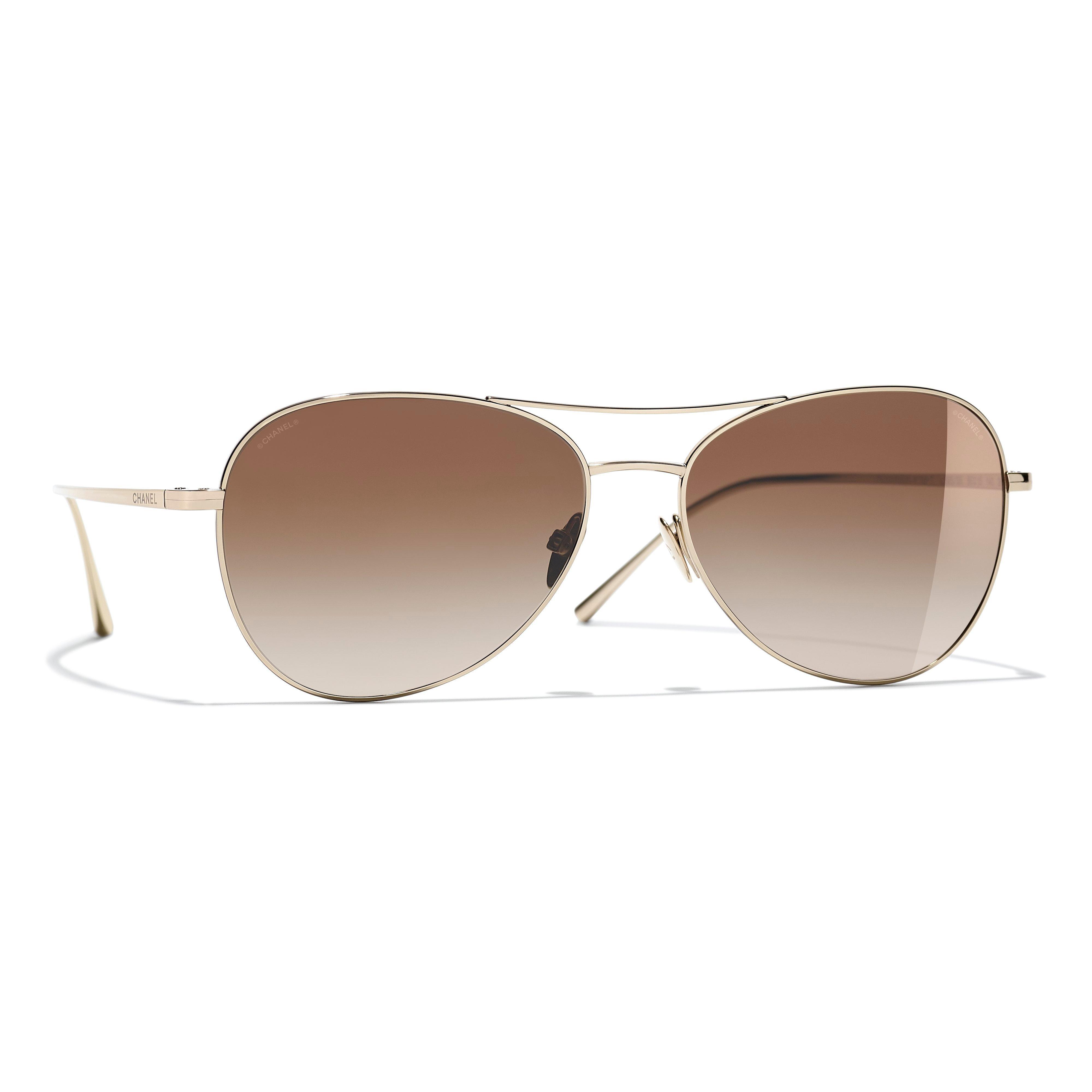 CHANEL Pilot Sunglasses CH4259T, Pale Gold/Brown