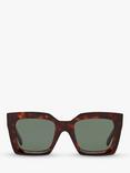 Celine CL000245 Women's Chunky Square Sunglasses, Tortoise/Grey