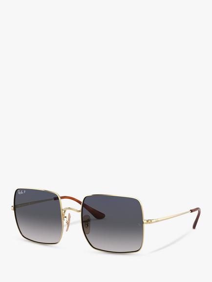 Ray-Ban RB1971 Women's Square Polarised Sunglasses, Gold, Gold
