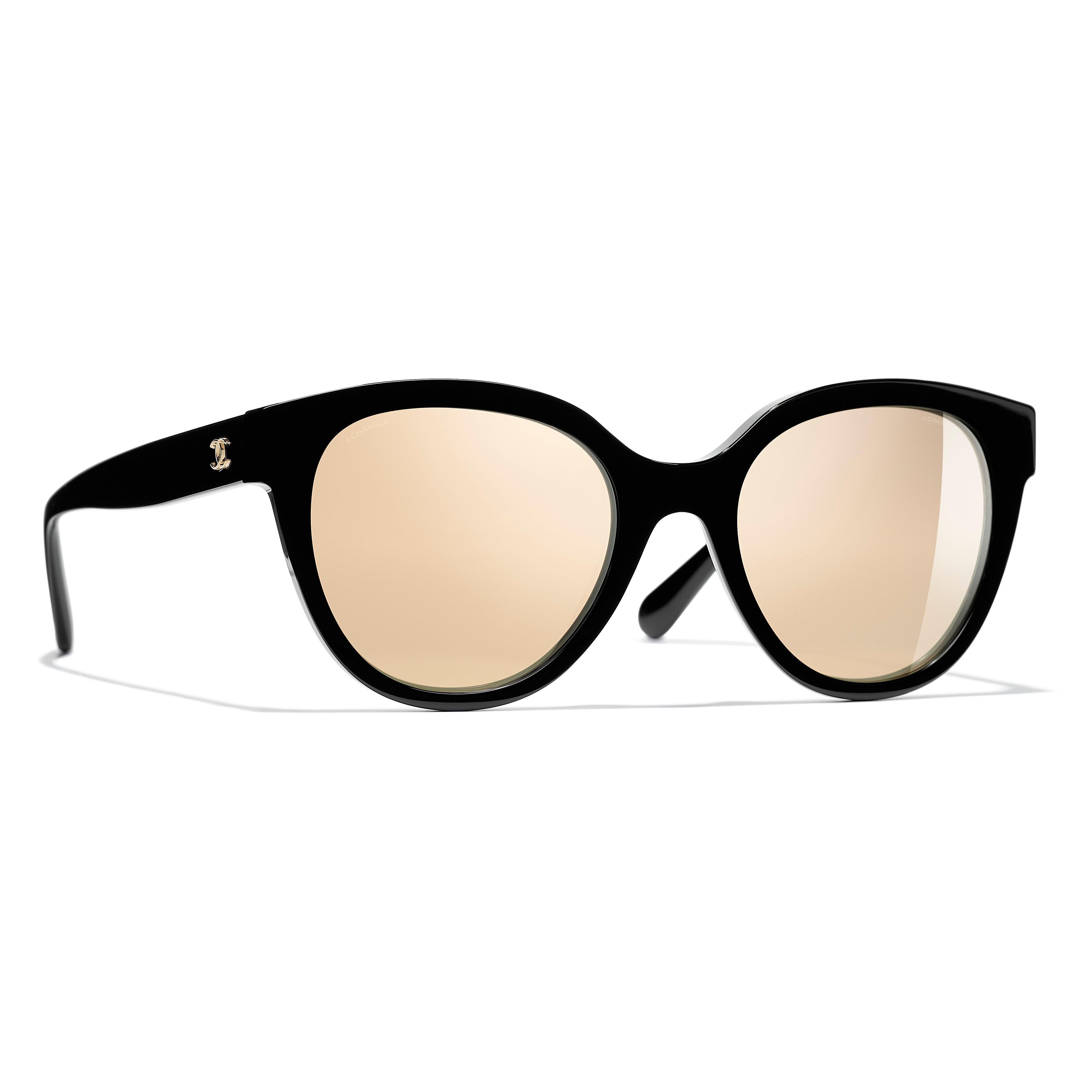 CHANEL Oval Sunglasses CH5414 Black/Beige
