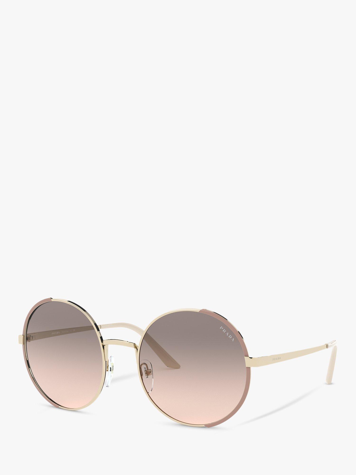 Prada PR 59XS Women's Round Sunglasses, Pale Gold/Matte Pink