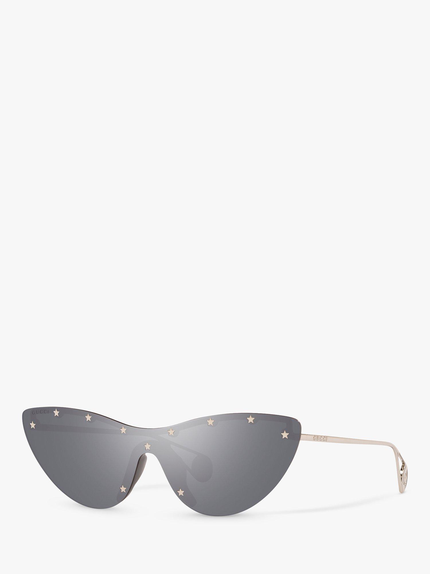 Gucci GC001380 Women's Cat's Eye Sunglasses, Shiny Silver/Grey