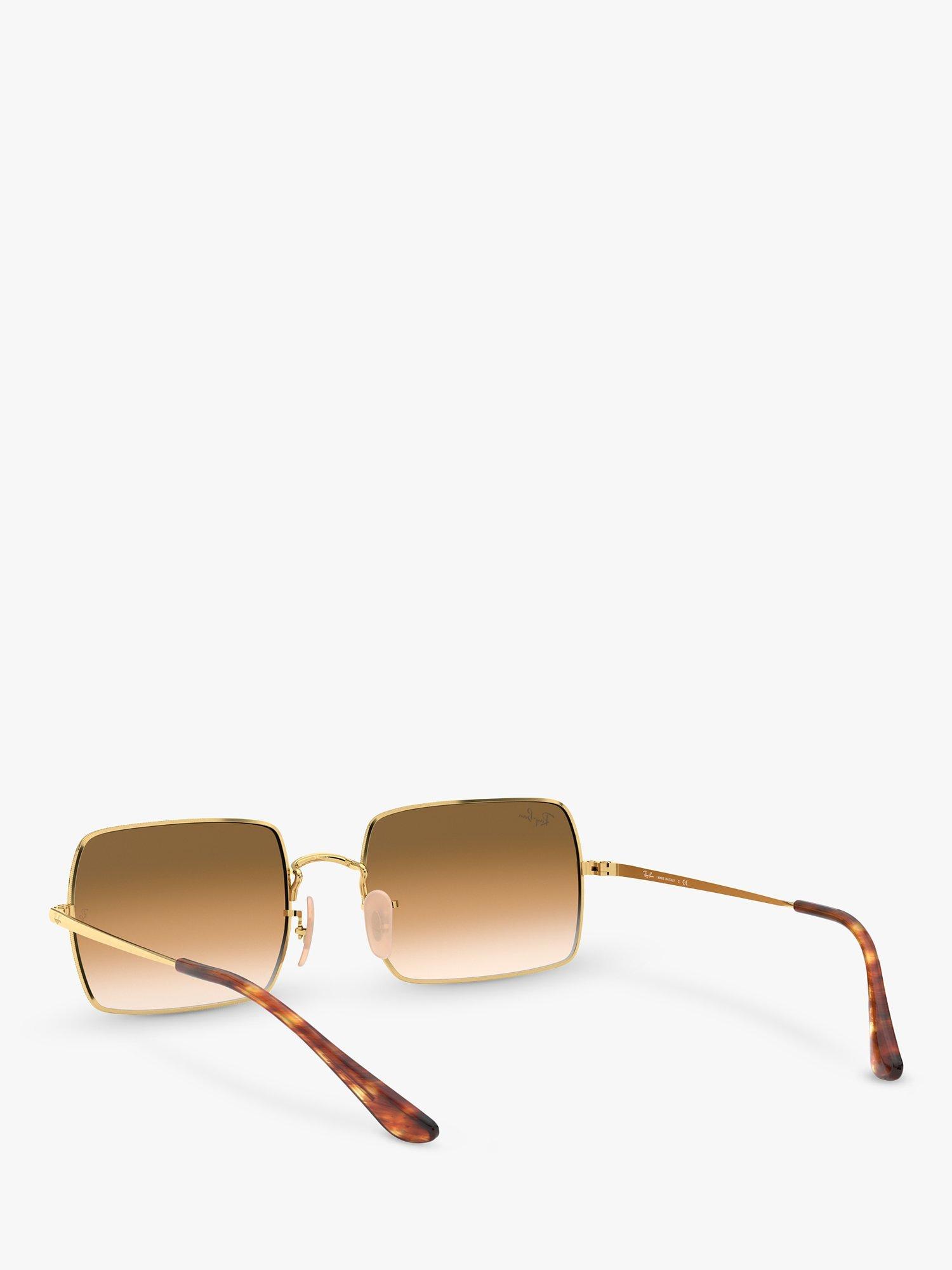 Ray-Ban RB1969 Unisex Rectangular Sunglasses, Gold/Brown Gradient