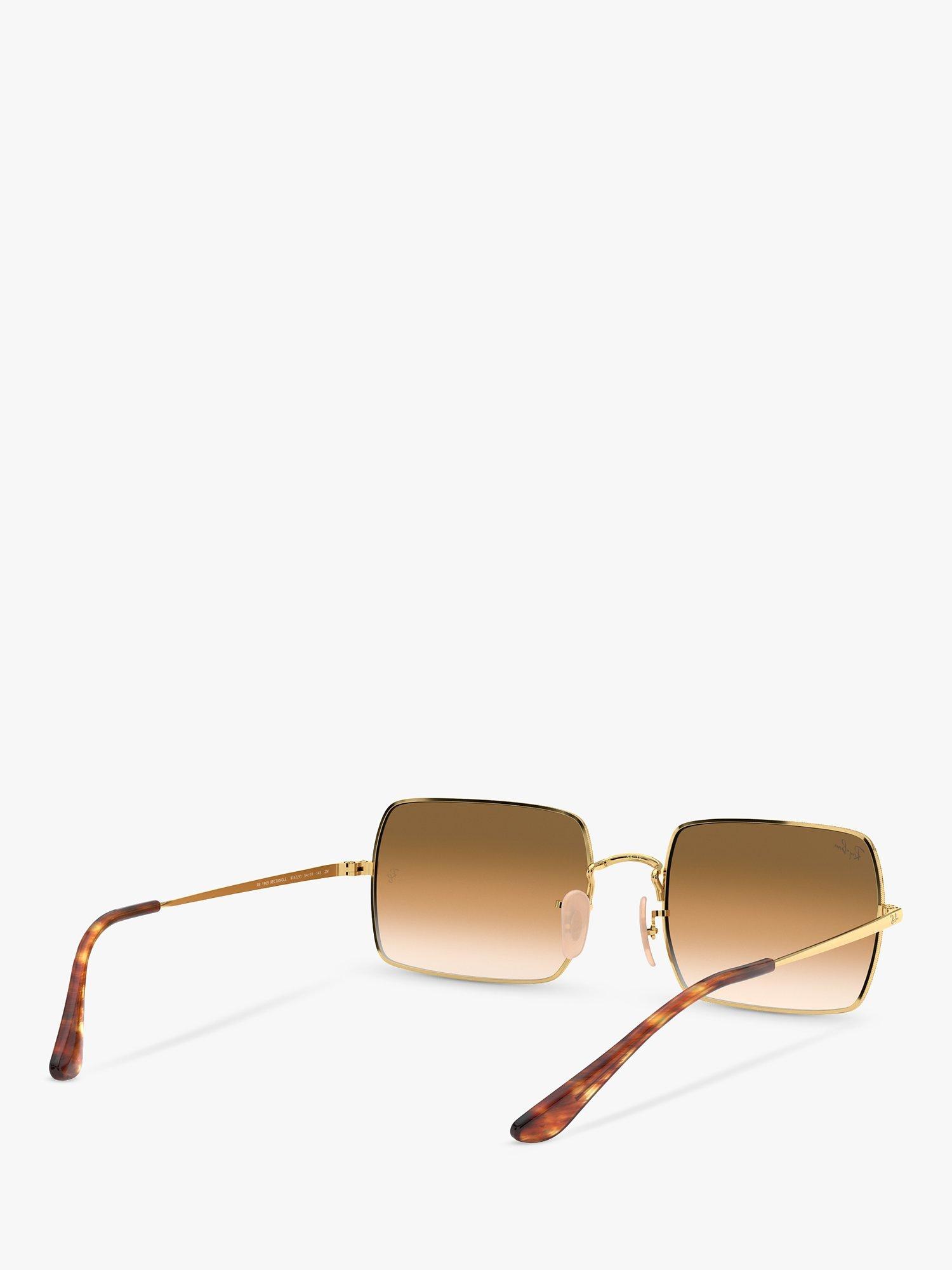 Ray-Ban RB1969 Unisex Rectangular Sunglasses, Gold/Brown Gradient