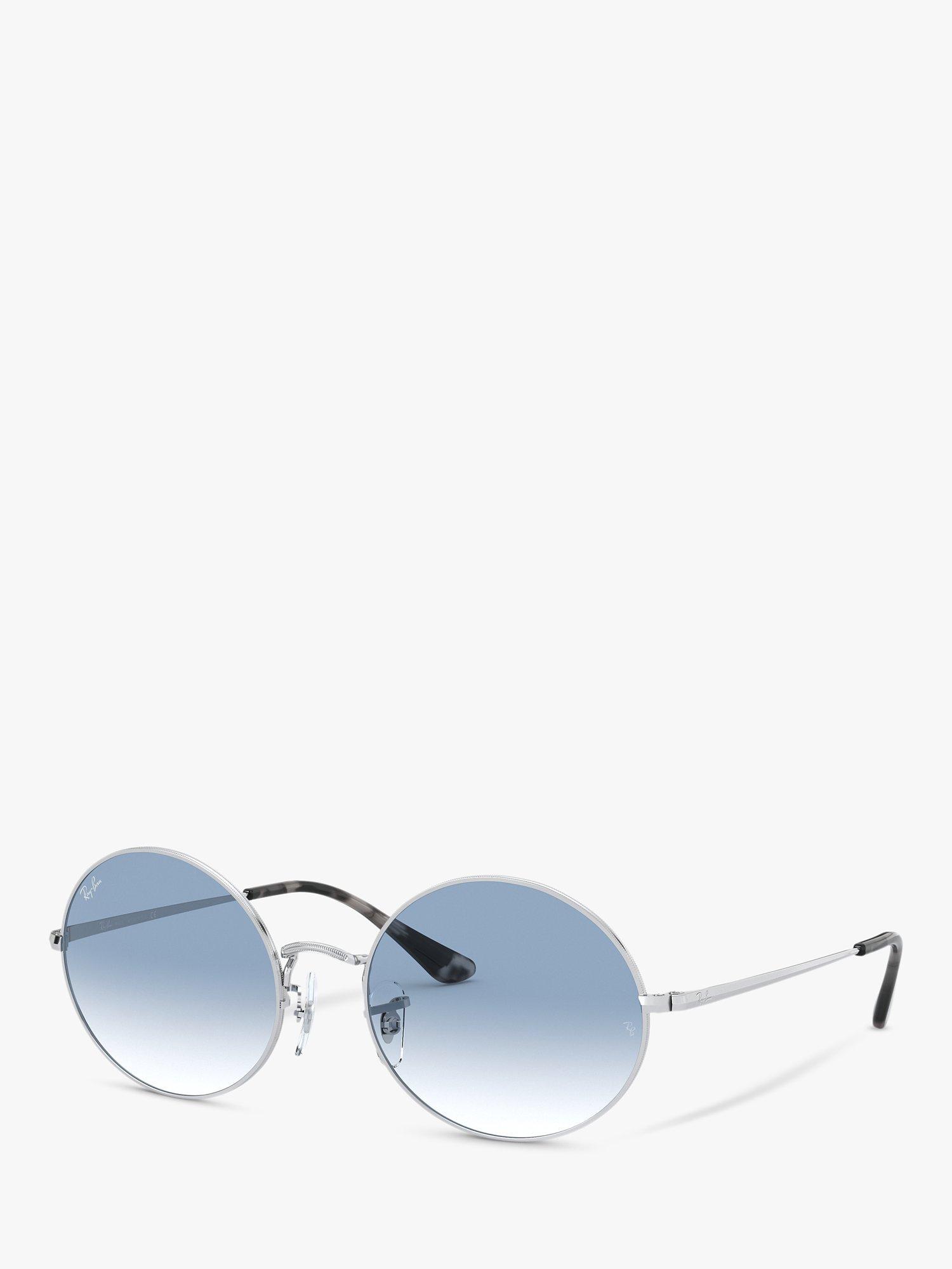 Product image 1 of 11, which shows Ray-Ban RB1970 Unisex Oval Sunglasses, Silver/Light Blue Gradient