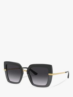 Dolce & Gabbana DG4373 Women's Square Sunglasses, Black/Grey Gradient