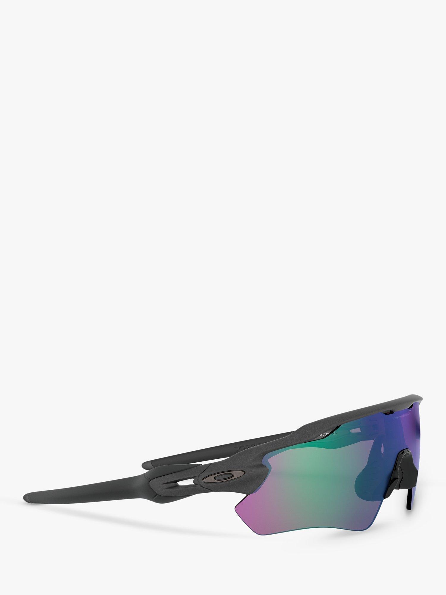Product image 11 of 11, which shows Oakley OO9208 Men's Radar EV Path Wrap Sunglasses, Steel/Mirror Green