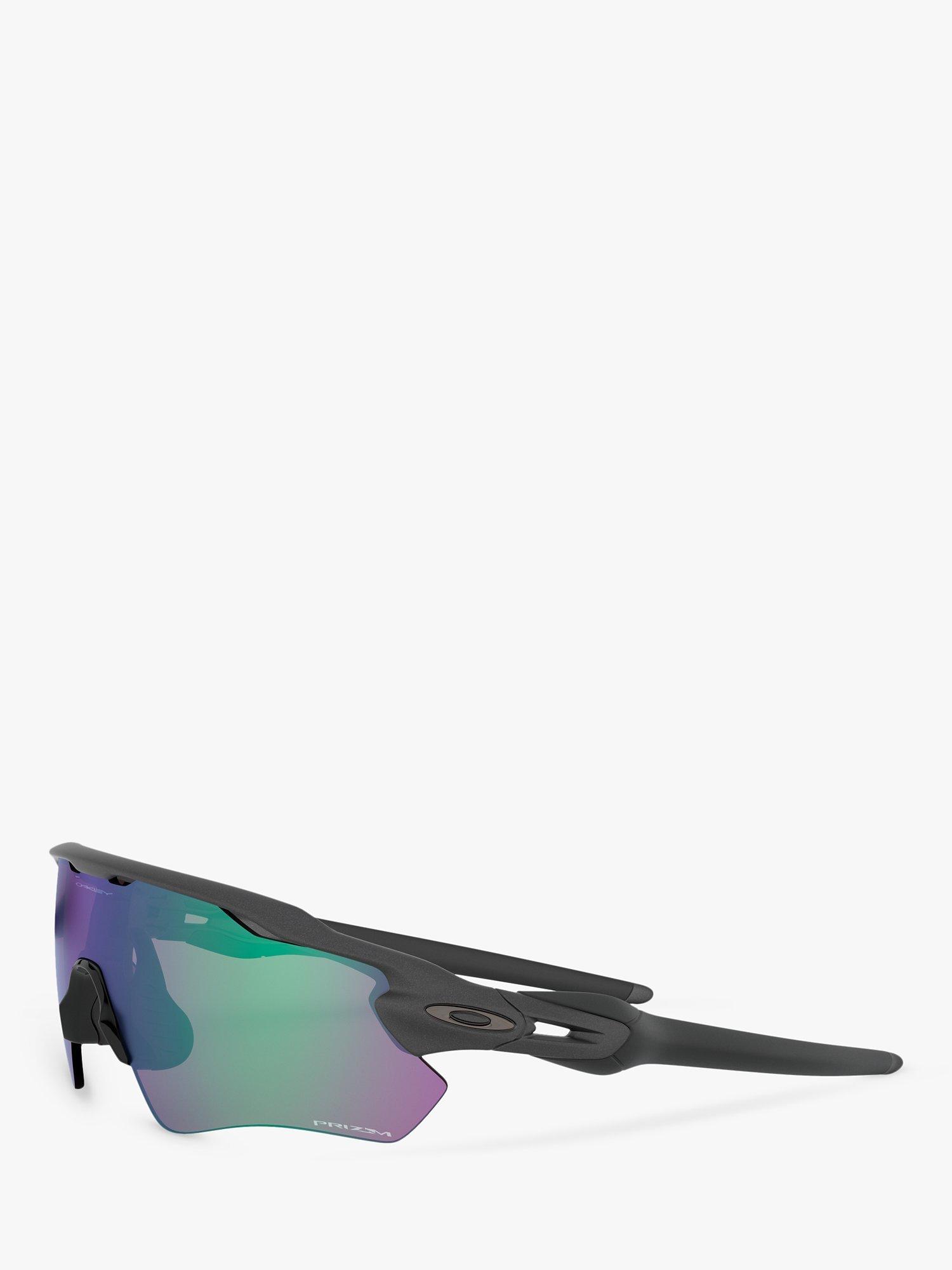 Product image 2 of 11, which shows Oakley OO9208 Men's Radar EV Path Wrap Sunglasses, Steel/Mirror Green