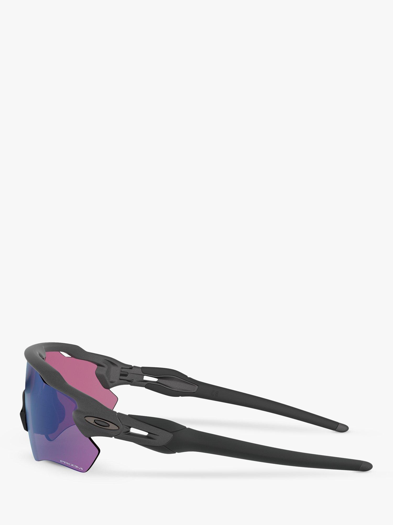 Product image 4 of 11, which shows Oakley OO9208 Men's Radar EV Path Wrap Sunglasses, Steel/Mirror Green