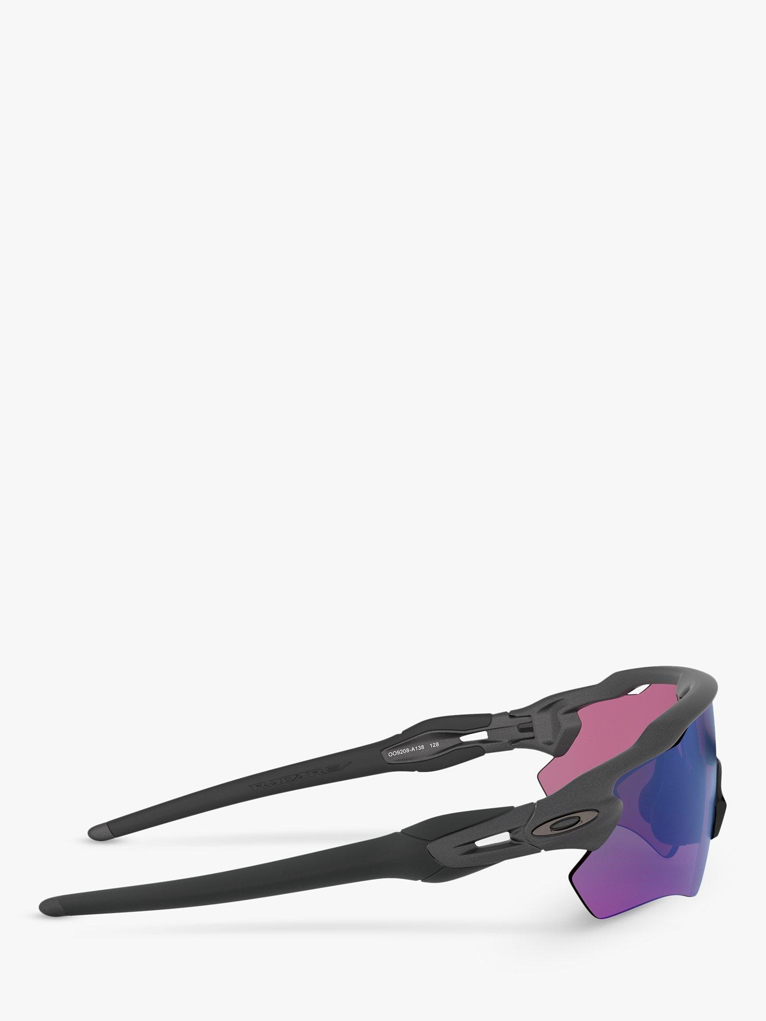 Product image 10 of 11, which shows Oakley OO9208 Men's Radar EV Path Wrap Sunglasses, Steel/Mirror Green