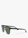 Ray-Ban RB3716 Unisex Square Polarised Sunglasses, Black Top Matte