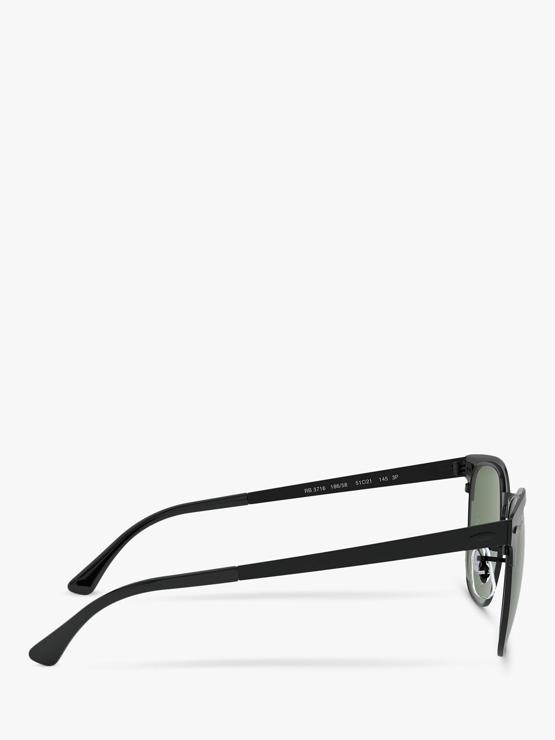 Product image 10 of 11, which shows Ray-Ban RB3716 Unisex Square Polarised Sunglasses, Black Top Matte