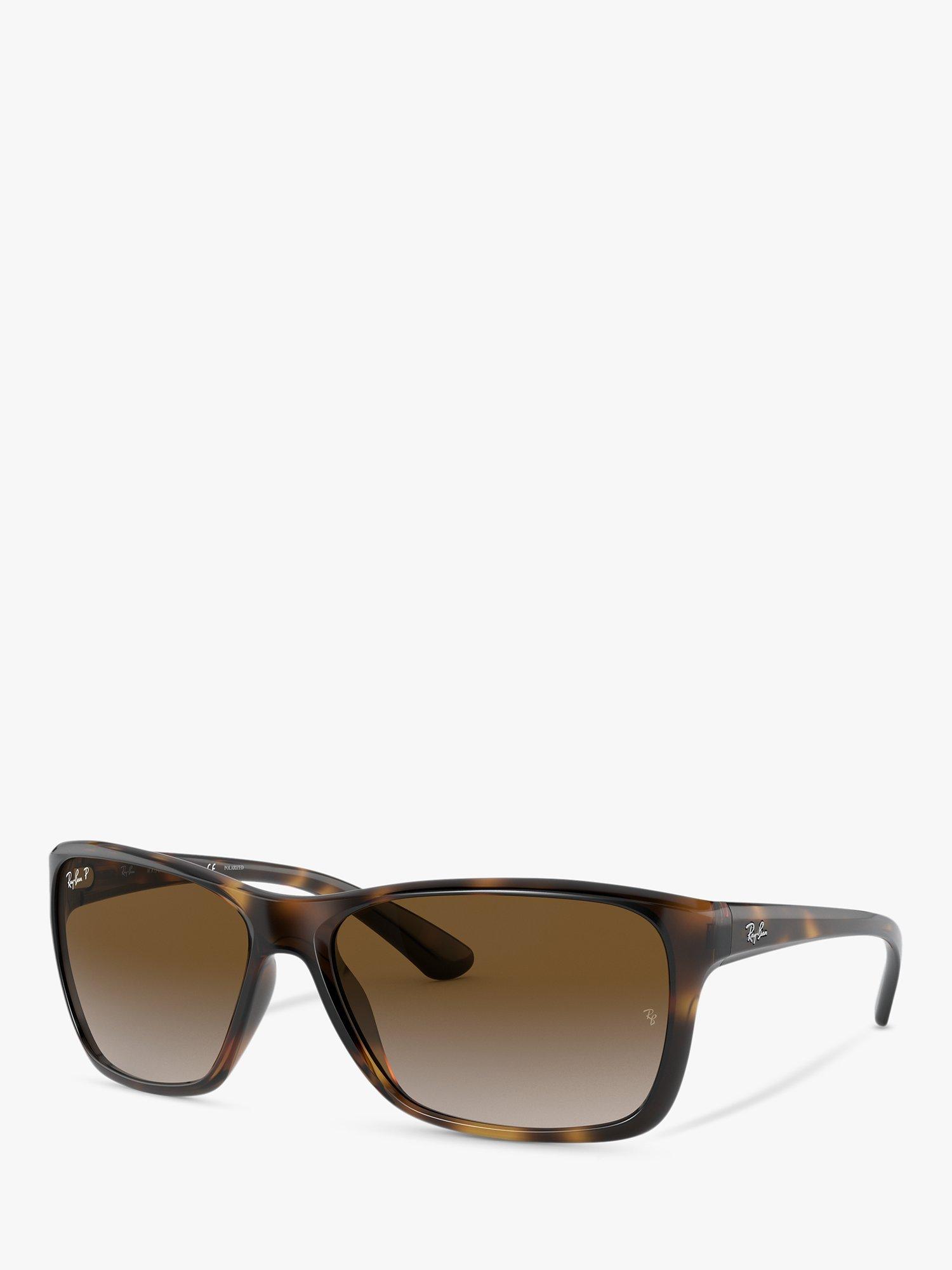 Ray-Ban RB4331 Men's Polarised Rectangular Tortoise Shell Sunglasses, Havana
