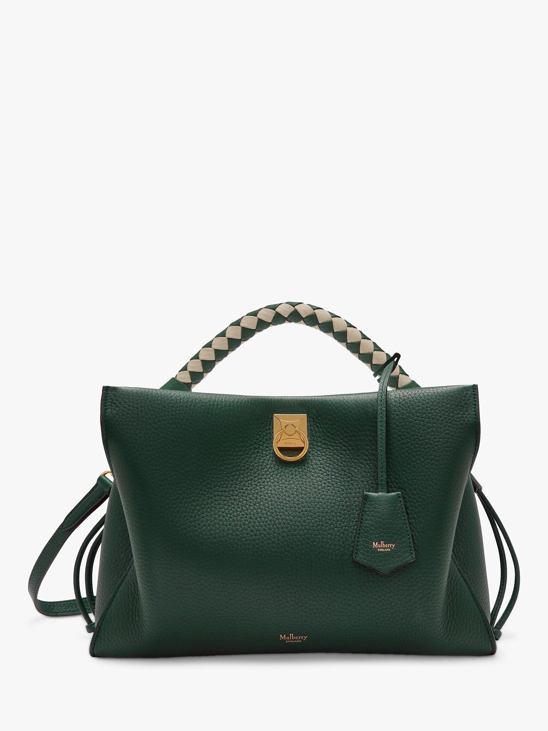 Mulberry Iris Heavy Grain & Silky Calf's Leather Shoulder Bag, Mulberry Green