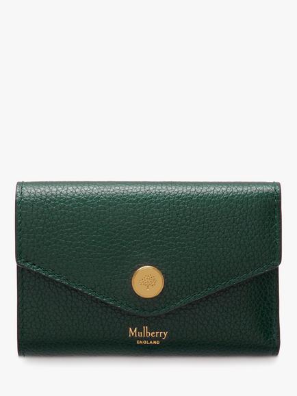 Mulberry Folded Multi-Card Small Classic Grain Leather Wallet, Mulberry Green