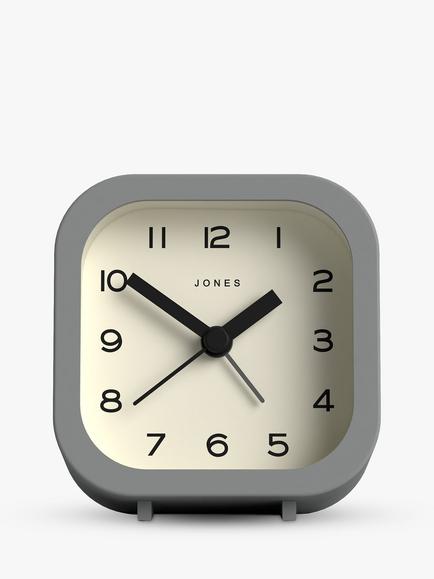 Jones Clocks Bob Analogue Alarm Clock, Grey