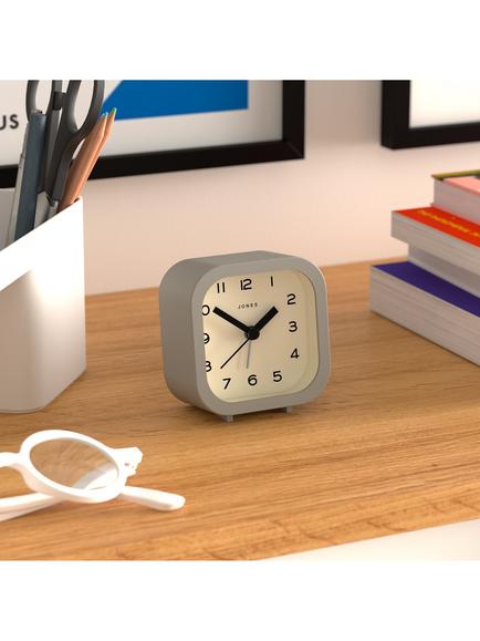 Jones Clocks Bob Analogue Alarm Clock - view 2, Grey