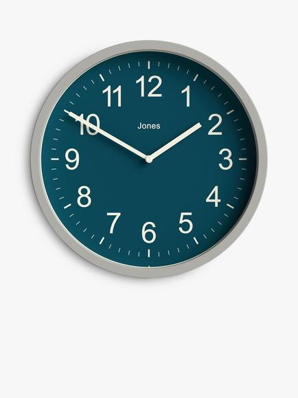 Jones Clocks House Warmer Analogue Wall Clock, 25cm, Peacock Blue, Peacock Blue