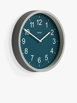 Jones Clocks House Warmer Analogue Wall Clock, 25cm, Peacock Blue - view 2, Peacock Blue