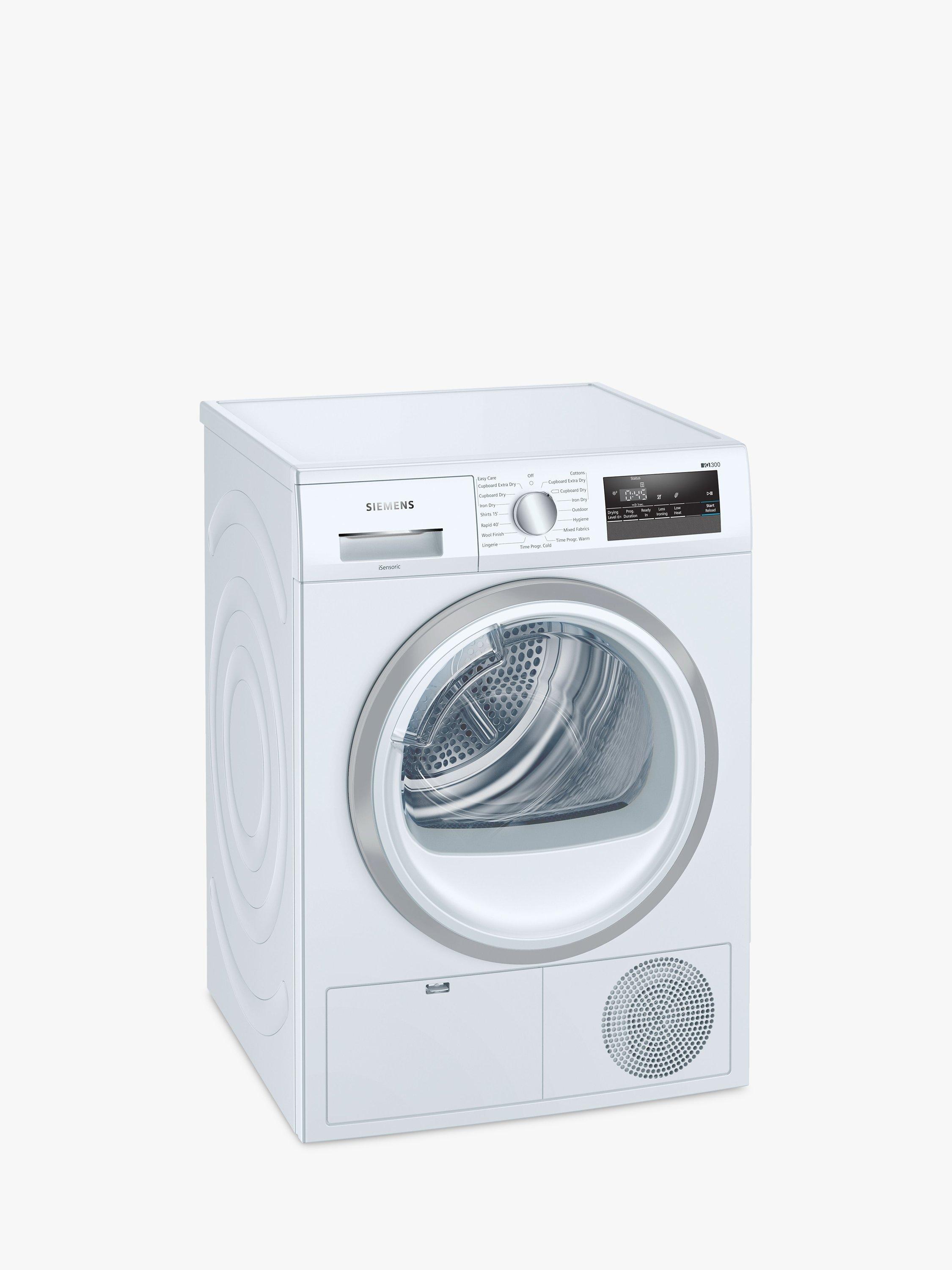 Siemens iQ300 WT45N202GB Condenser Tumble Dryer, 8kg Load, B Energy Rating, White