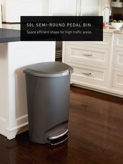 Simplehuman Semi-Round Pedal Bin, 50L - view 2, Grey